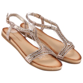 Ideal Shoes Zlaté sandály s krystaly zlatý 1