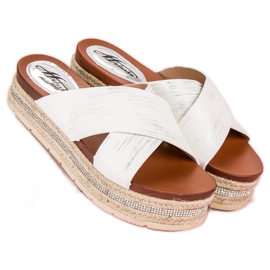 Bílé žabky espadrilky bílý 6