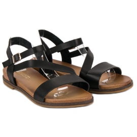 Pohodlné ploché sandály černá 6