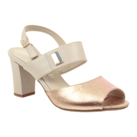 M.Daszyński Kožené sandály Daszyński SA107 béžový růžový 1 M.Daszyński Kožené sandály Daszyński SA107 béžový růžový 1