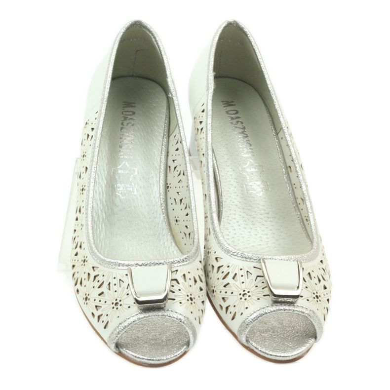 M.Daszyński Sandály s koženou stélkou Daszyński bílý hnědý šedá 3