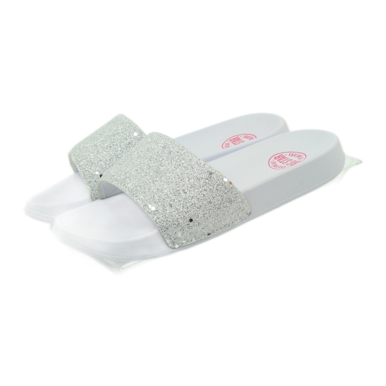 Profilové pantofle Big Star třpytky bílý šedá 4