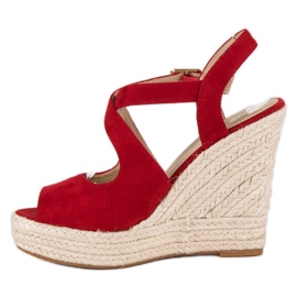 Klínové espadrilky červené 2