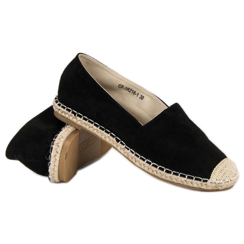 Best Shoes Černé semišové espadrilky černý 1