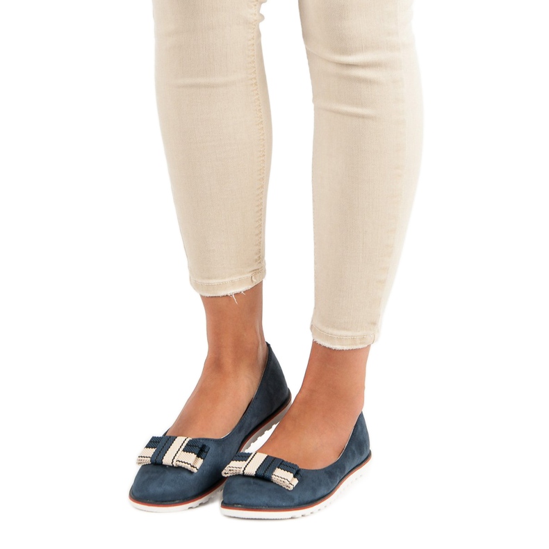 Semišové balerínky hnědý námořnická modrá 1