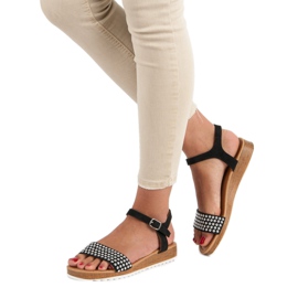 Ch. Creation Černé ploché sandály černá 1 Ch. Creation Černé ploché sandály černá 1