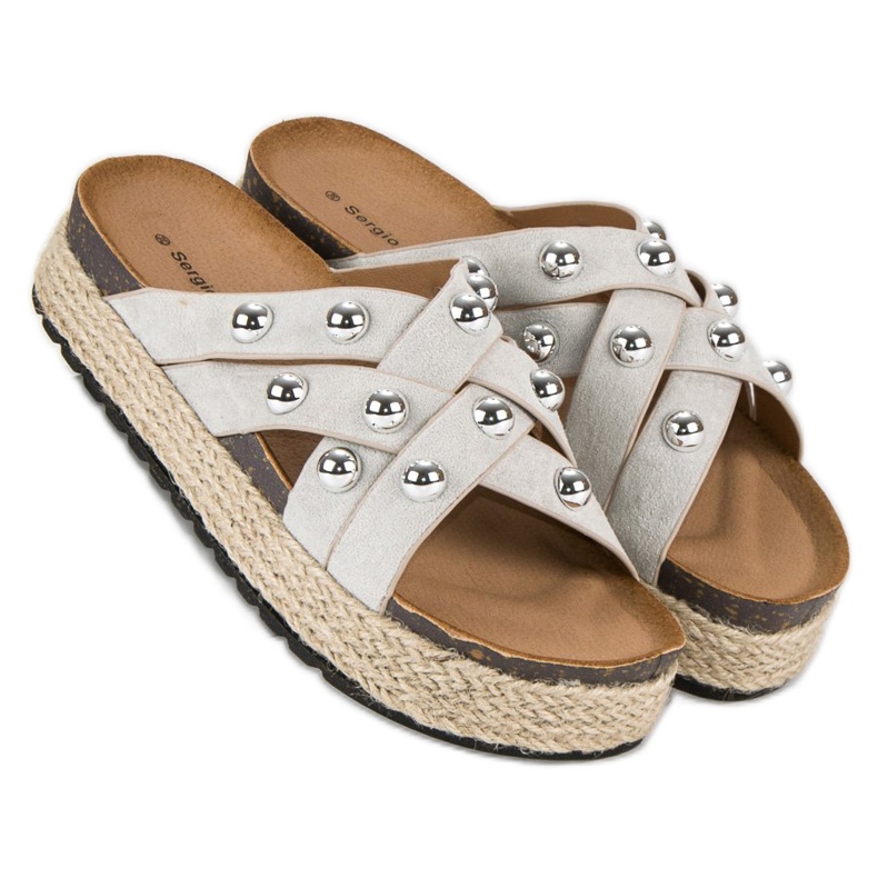 Sergio Todzi Pantofle s kamínky šedá 2