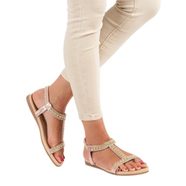 Queentina Ploché sandály s gumičkou růžový 1