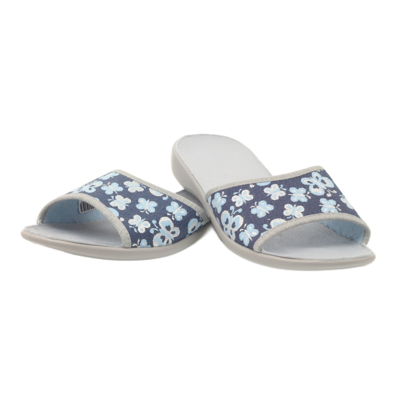 Befado dámské boty pantofle 300D040 pantofle modrý šedá námořnická modrá 3