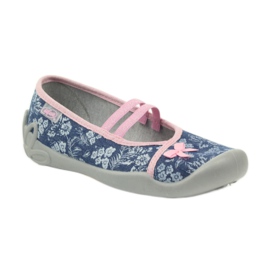 Květiny pantofle Befado 116y232 džíny modrý růžový námořnická modrá 1