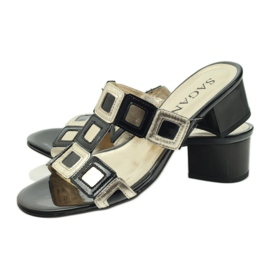 Černozlaté pantofle Sagan černý žluť 3