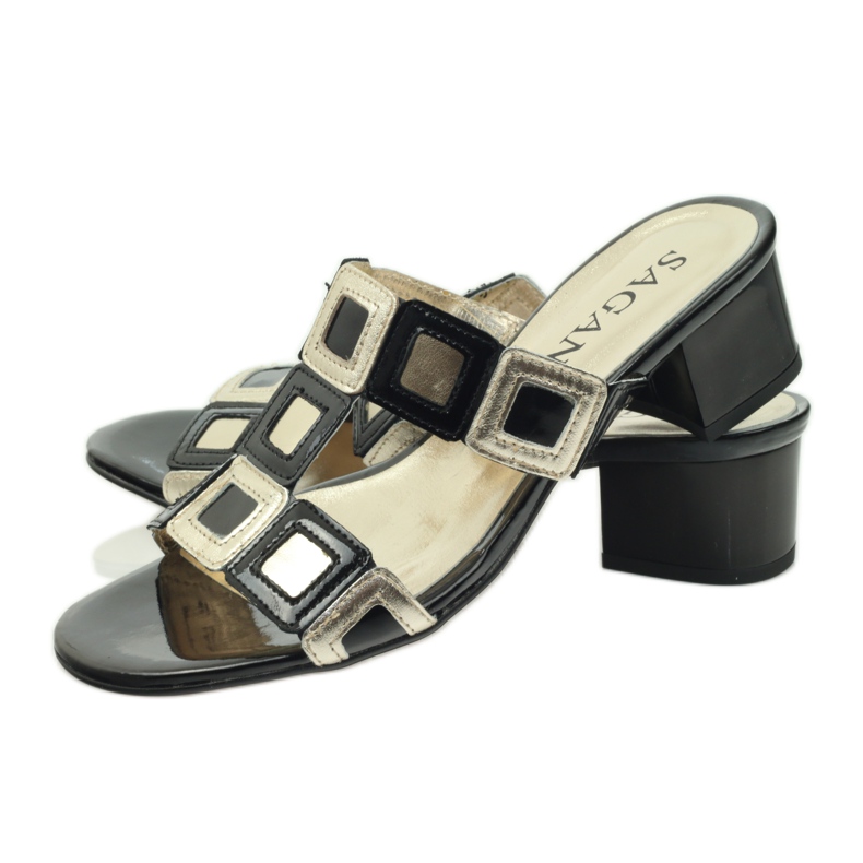 Černozlaté pantofle Sagan černý žluť 3