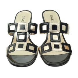 Černozlaté pantofle Sagan černý žluť 4