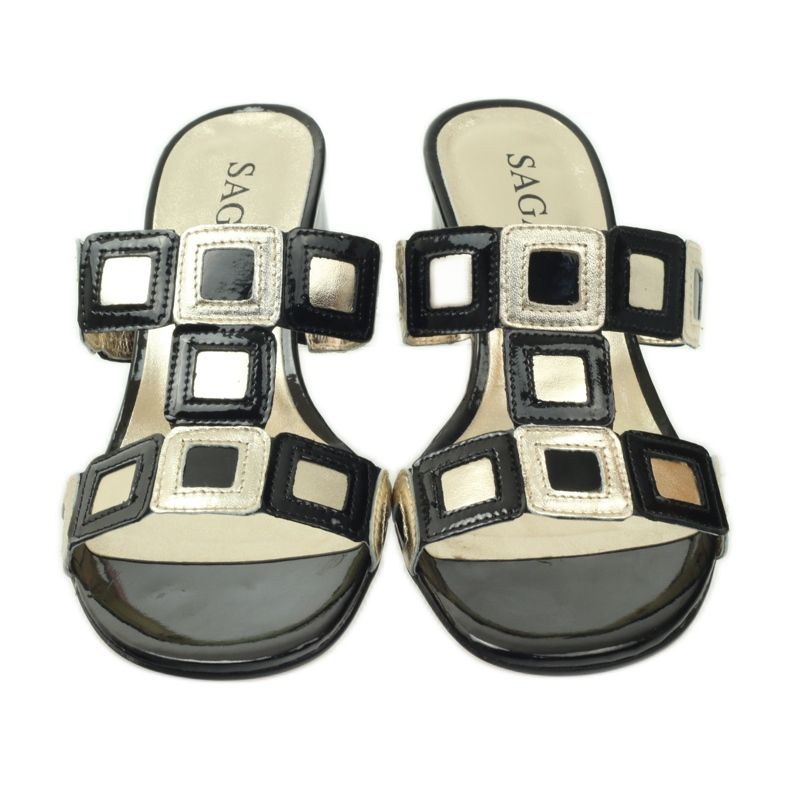 Černozlaté pantofle Sagan černý žluť 4