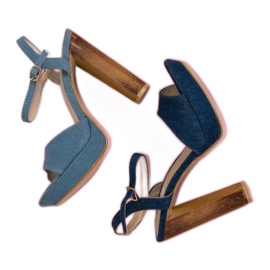 R'S Džínové sandály na vysokém podpatku modrý 1