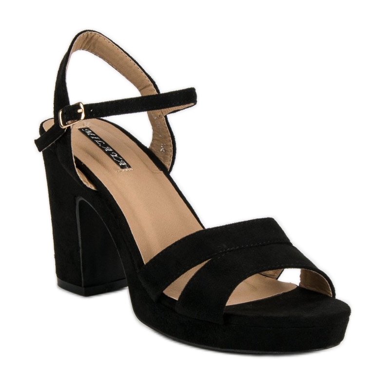 Milaya Módní sandály na vysokém podpatku černá 1