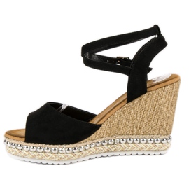 Best Shoes Sandály na klínku černý 2