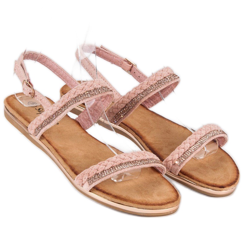 Super Me Pohodlné semišové sandály růžový 1