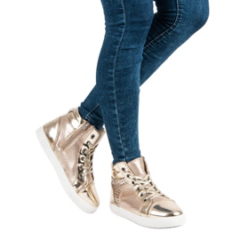 Lakované tenisky nad kotník žluť 2