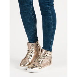 Lakované tenisky nad kotník žluť 1