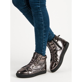 Lakované tenisky nad kotník šedá vícebarevný 1