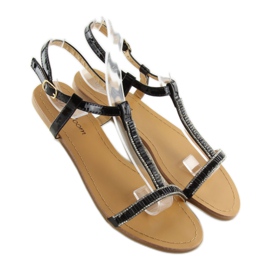 Sandály s černými kubickými zirkony SY644 černá 1