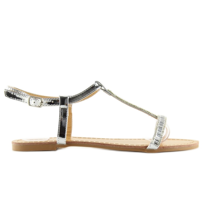 Stříbrné sandály s kubickou zirkony stříbro SY644 šedá 2