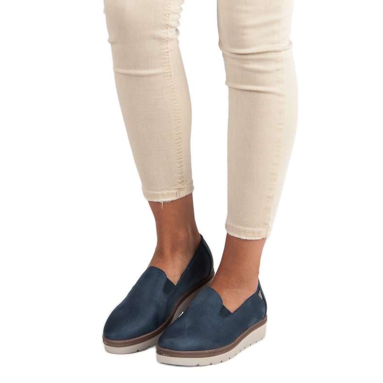 Semišové slip on vinceza boty modrý 1