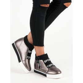 Grafitové tenisky se zipem hnědý šedá 2