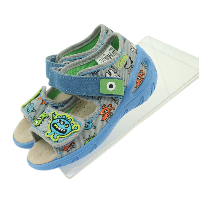 Kožená vložka do sandálů Befado 433P modrý oranžový šedá 4