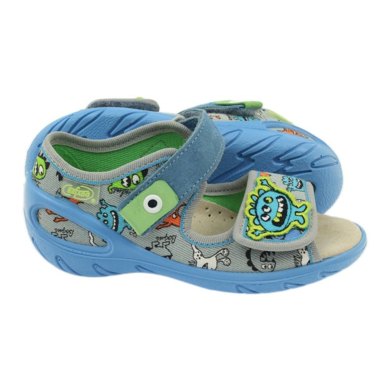 Kožená vložka do sandálů Befado 433P modrý oranžový šedá 3