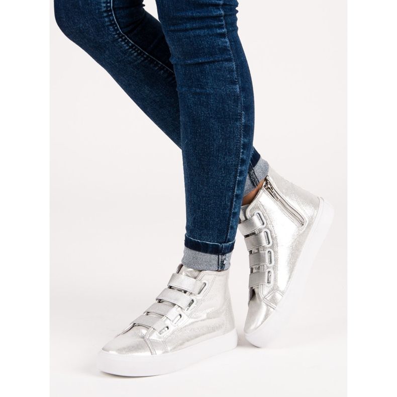 Stříbrné tenisky s gumičkou šedá 2