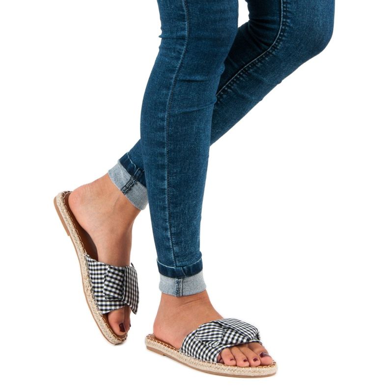 Seastar Kostkované černé pantofle bílý černá 2