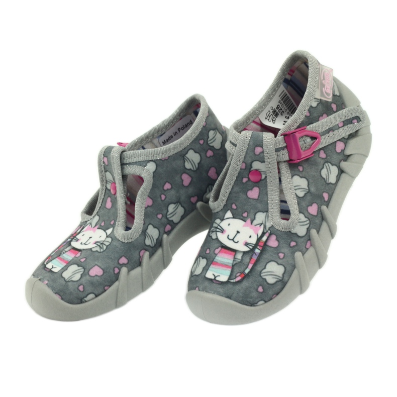 Pantofle Kitten Befado 110p326 bílý šedá růžový 4