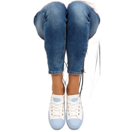 Tenisky na barevné gumě W-3051 Blue bílý 1