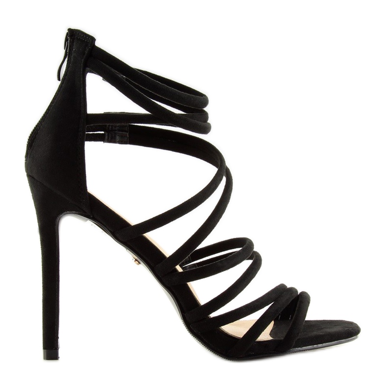 Černé LE039 černé sandály na vysokém podpatku černá 1