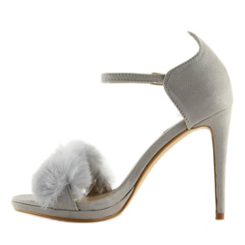 Šedé sandály na šedém podpatku L6120 Grey šedá 2