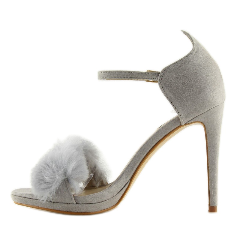 Šedé sandály na šedém podpatku L6120 Grey šedá 2