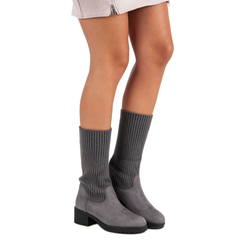 Seastar Nazouvací vysoké kozačky šedá 2