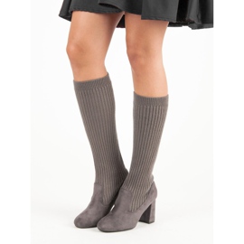 Seastar Vypasované šedé kozačky šedá 1