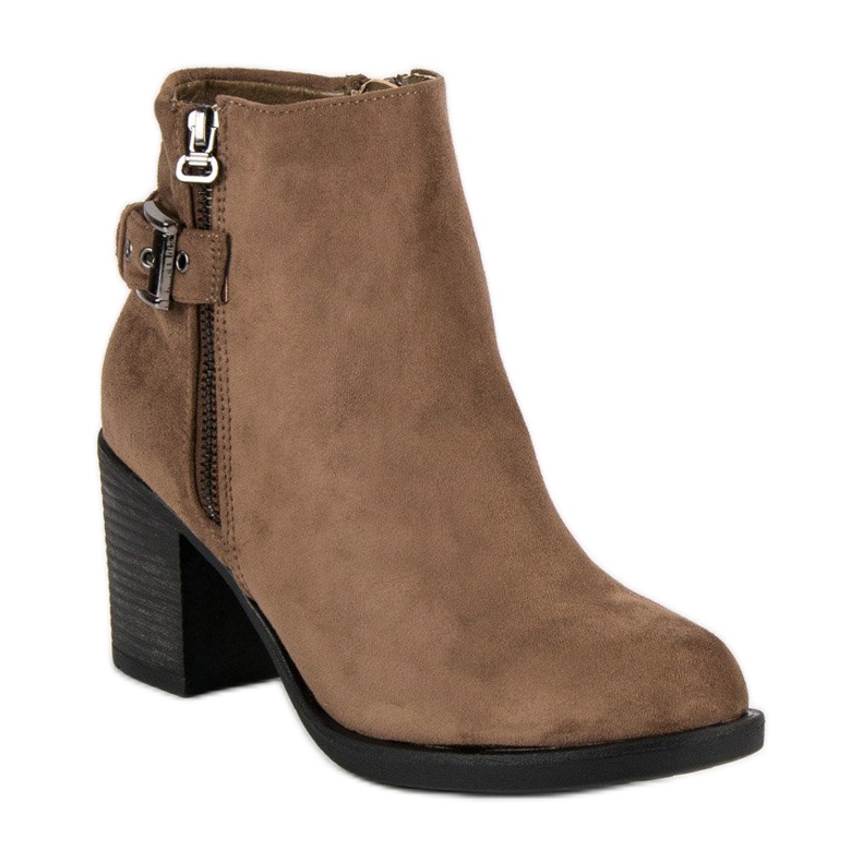 Small Swan Módní dámské kozačky hnědý 1