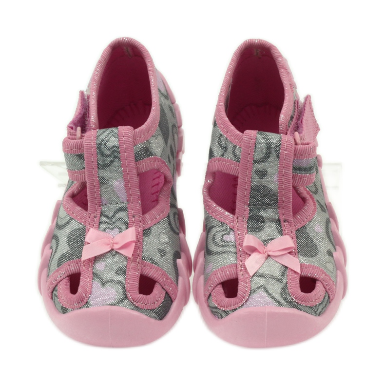 Pantofle Befado 190P084 lesklé nitě šedá růžový 4