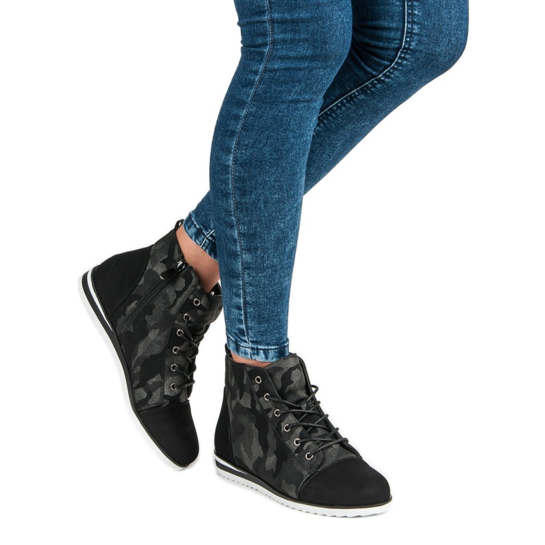 Vinceza Camo tenisky nad kotník černá 1