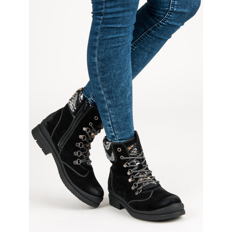 Filippo Zavazované kožené kotníkové boty černá 1