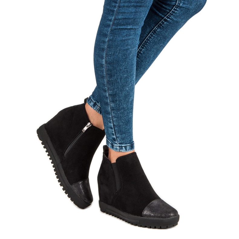 Filippo Semišové kotníkové boty na klínku černá 1