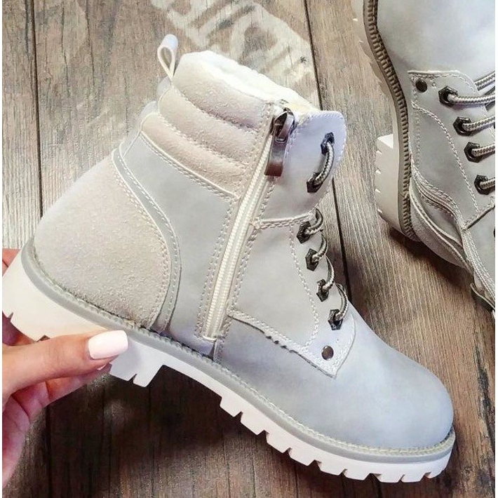 Filippo Stylové kozačky s ovčím kožichem šedá 1