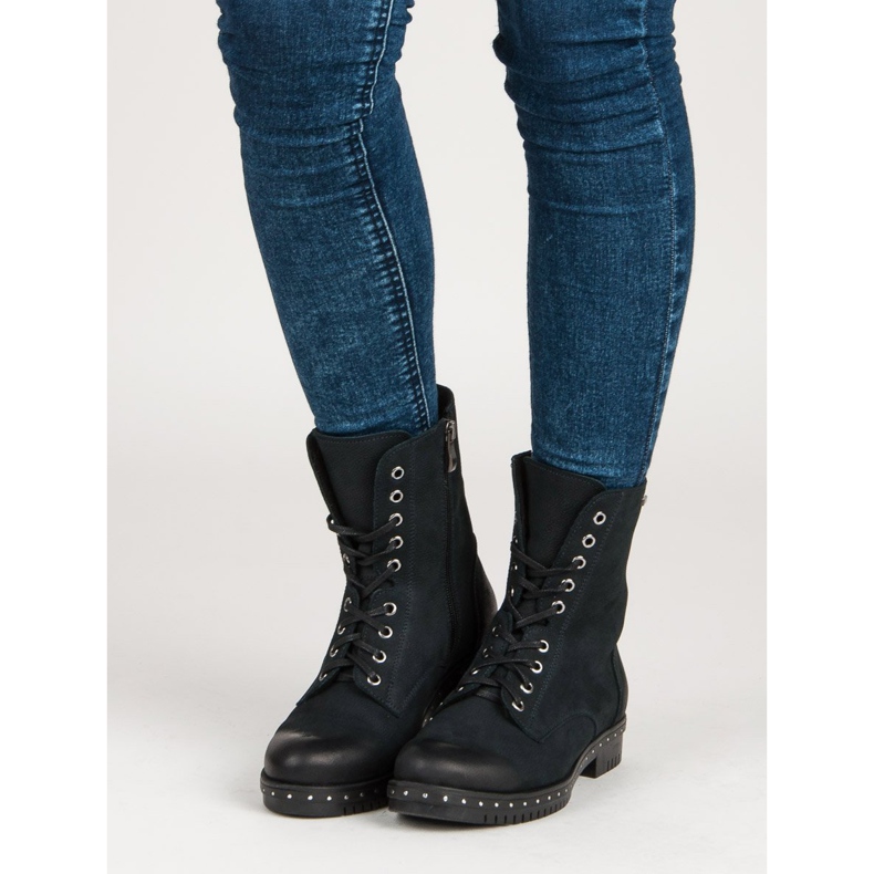 Kožené dělníky v námořnické modré barvě od VINCEZA modrý 1 Kožené dělníky v námořnické modré barvě od VINCEZA modrý 1