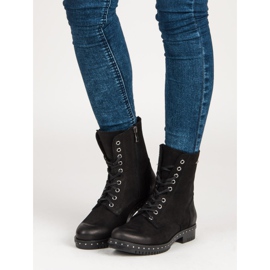 Černé kožené dělníky VINCEZA černý 1