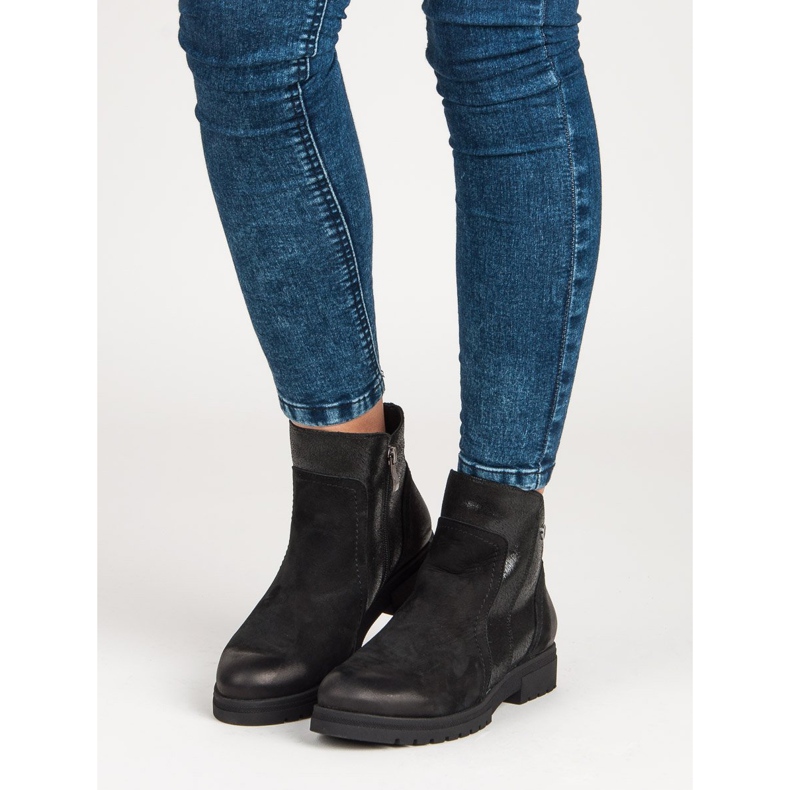 Pohodlné kožené boty VINCEZA černý 1