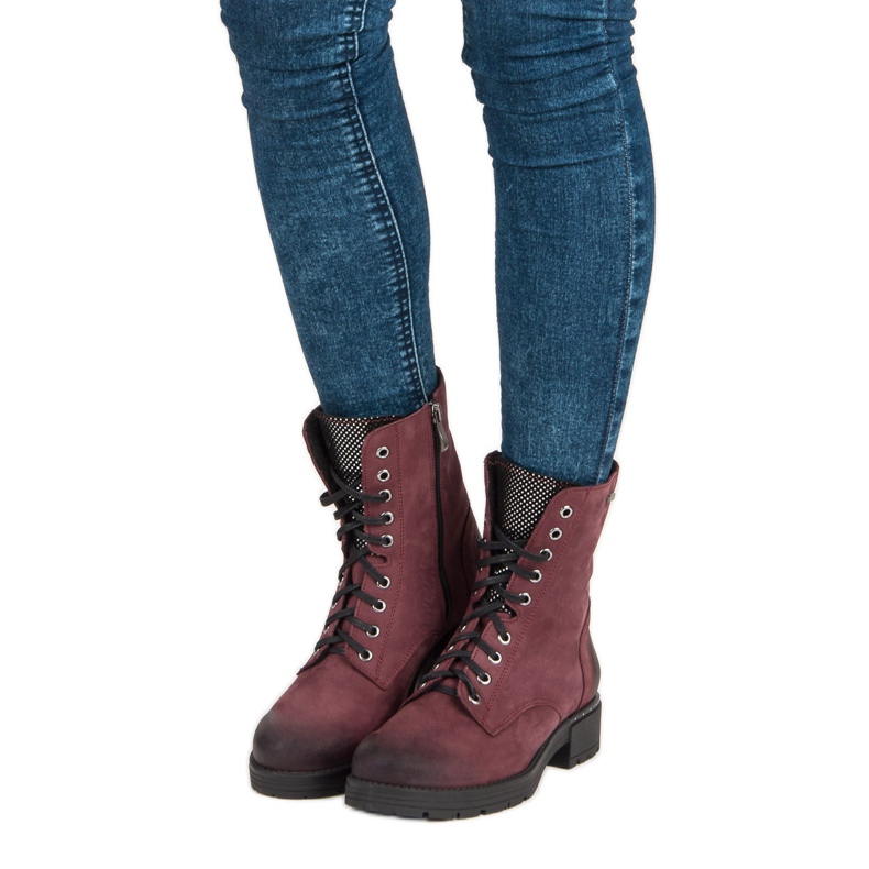 Šněrovací kozačky VINCEZA červené 1